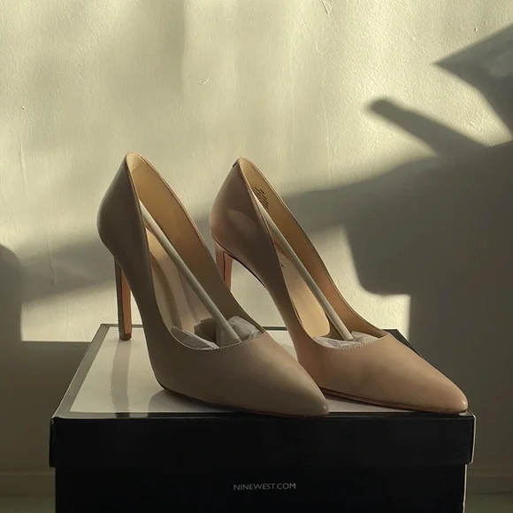 Nine West Nude Tatiana Stiletto Leather Pumps - 8.5 - Picture 1 of 6